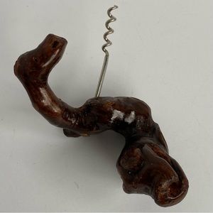 Vintage Burl Wood Driftwood Handle Corkscrew Wine Bottle Opener Nautical Beach